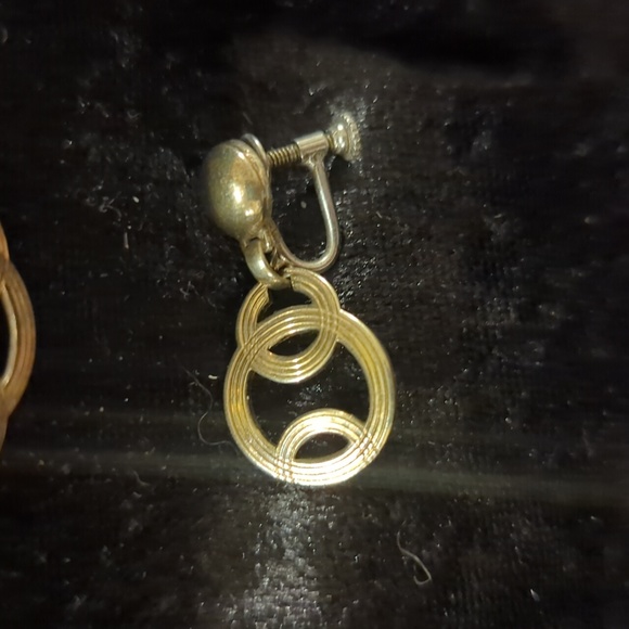 1940s Art Deco Signed Symmetallic 14kt Gold Sterling Necklace w Earrings Set - Picture 3 of 8